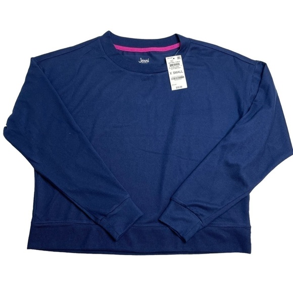 Jenni Long Sleeve Pajama Top Bundle Ribbed Henley Parfait Pink & Navy XS New - Picture 8 of 11